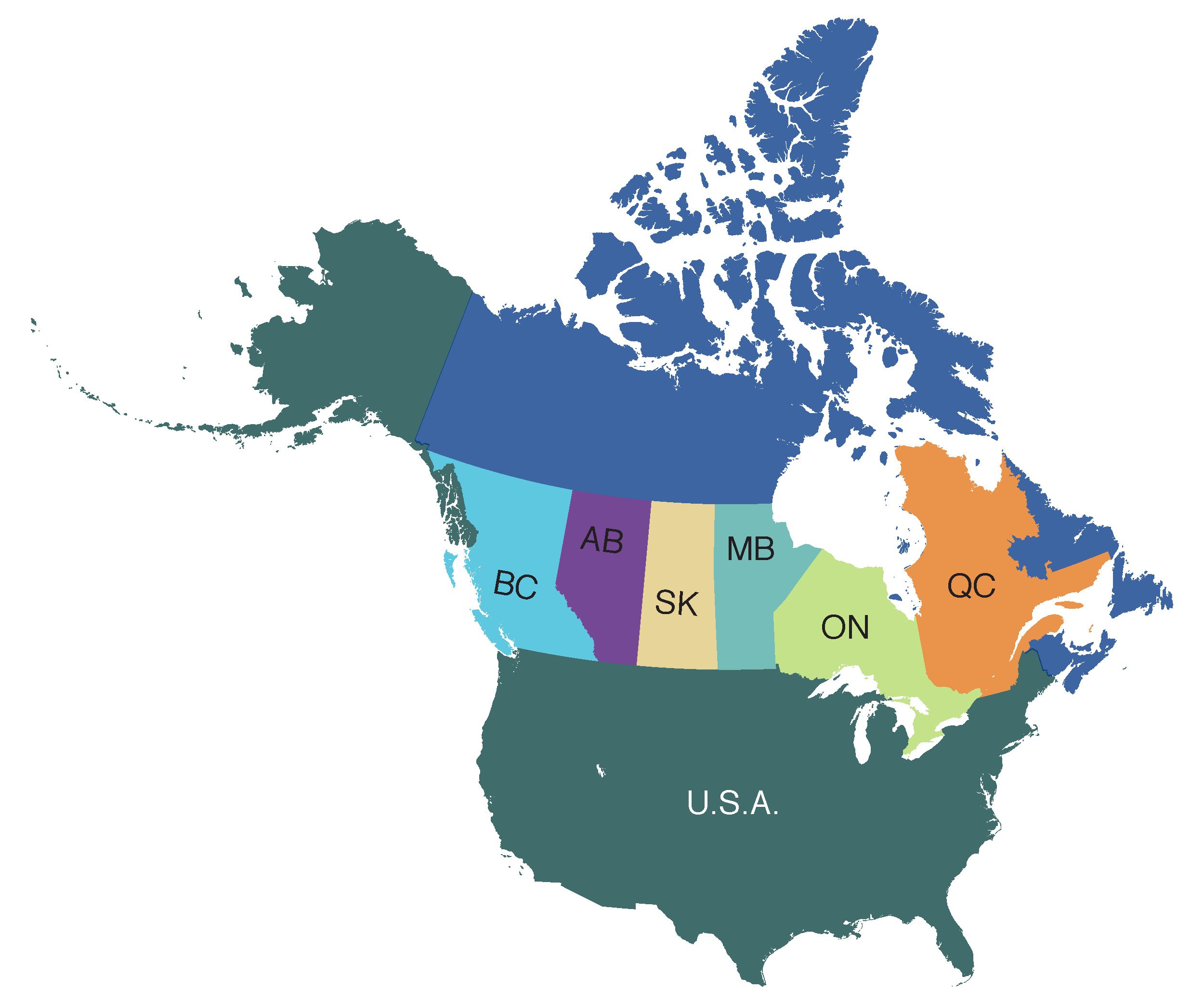 Canada and U.S.A. map